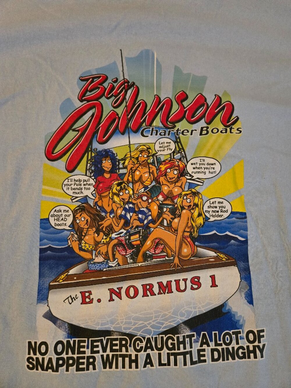 Vintage Big Johnson Charter Boat T-Shirt Size XL White